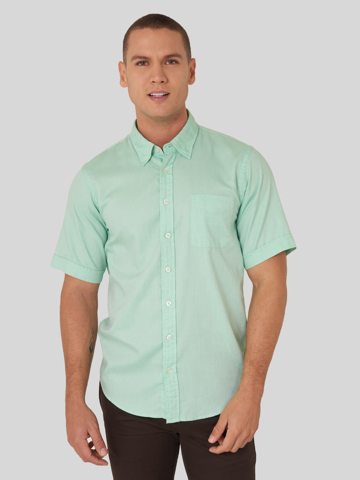 Camisa Manga Corta Unicolor Regular Fit 97571 Arturo Calle