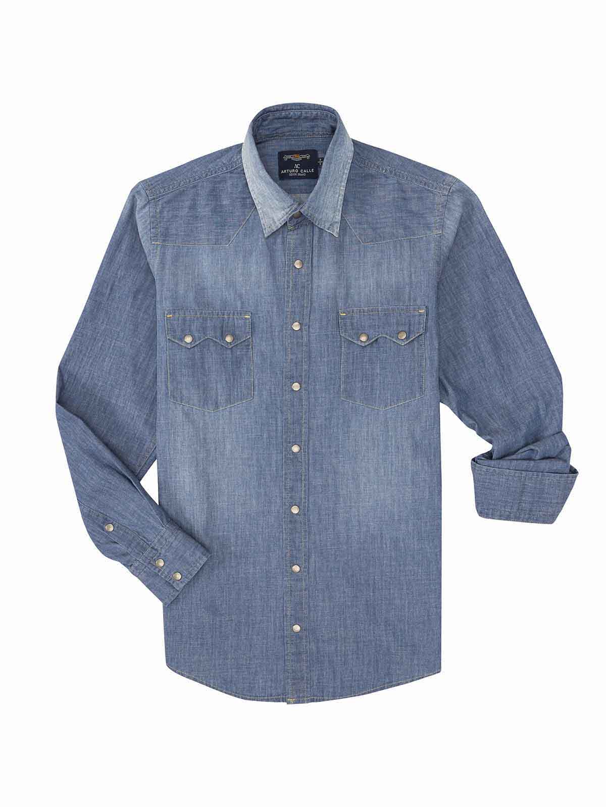 camisa color jean para hombre