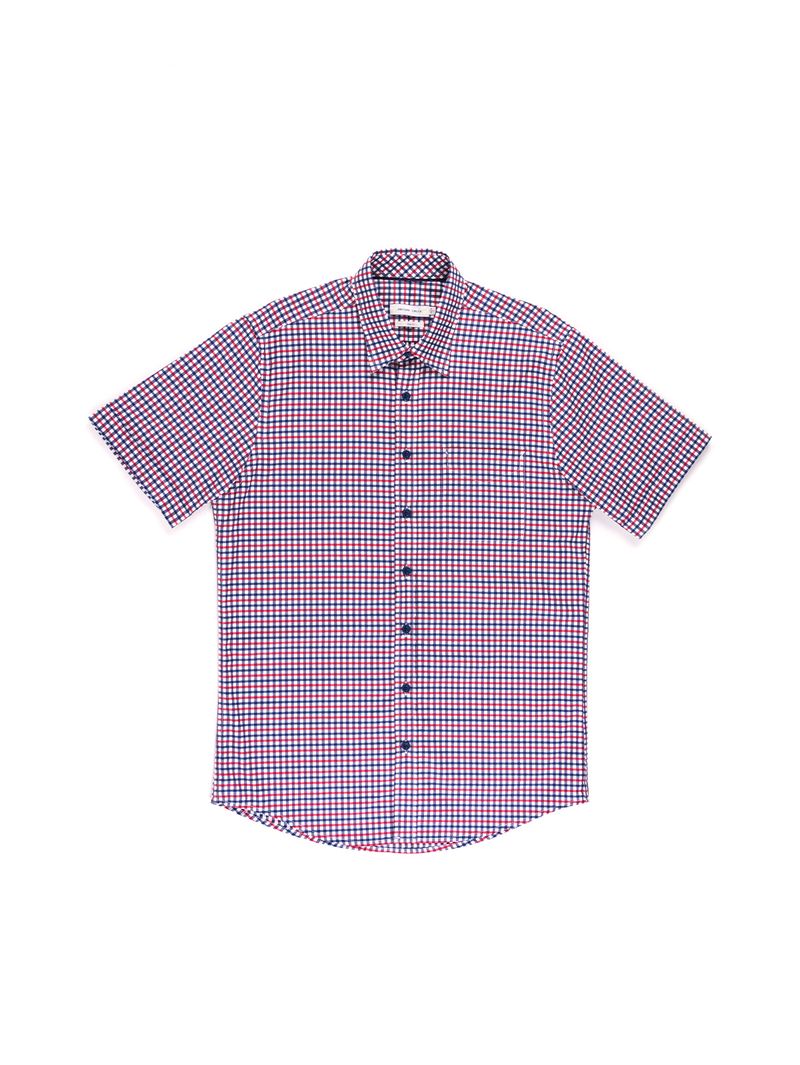 Camisa Casual Manga Corta A Cuadros Slim Fit Para Hombre 93427