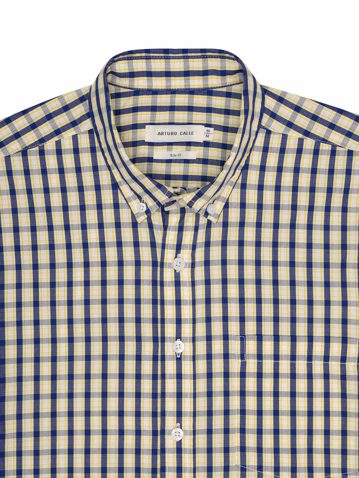 Camisa Casual Manga Corta A Cuadros Slim Fit Para Hombre 92664 Arturo Calle