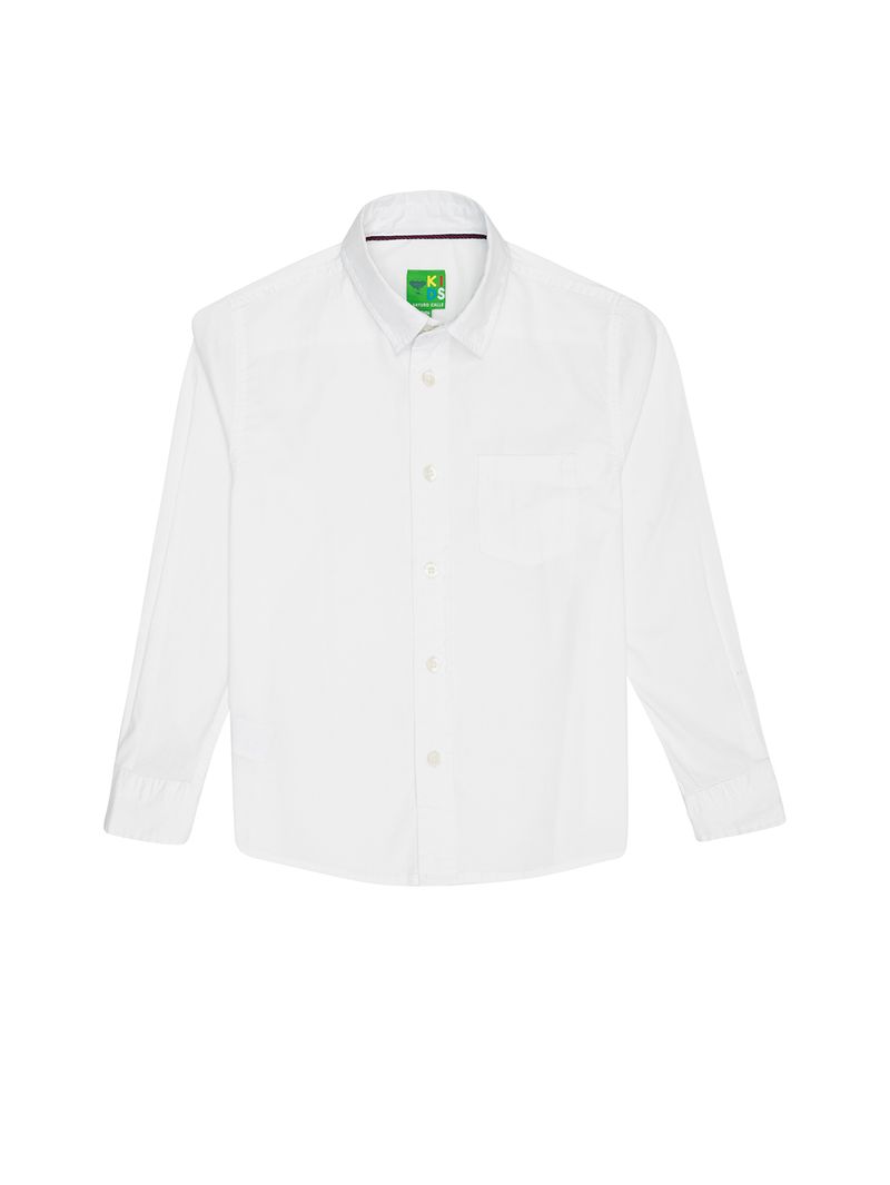 Camisa Sport Unicolor Basica Blanca De Manga Larga Para Nino 08894
