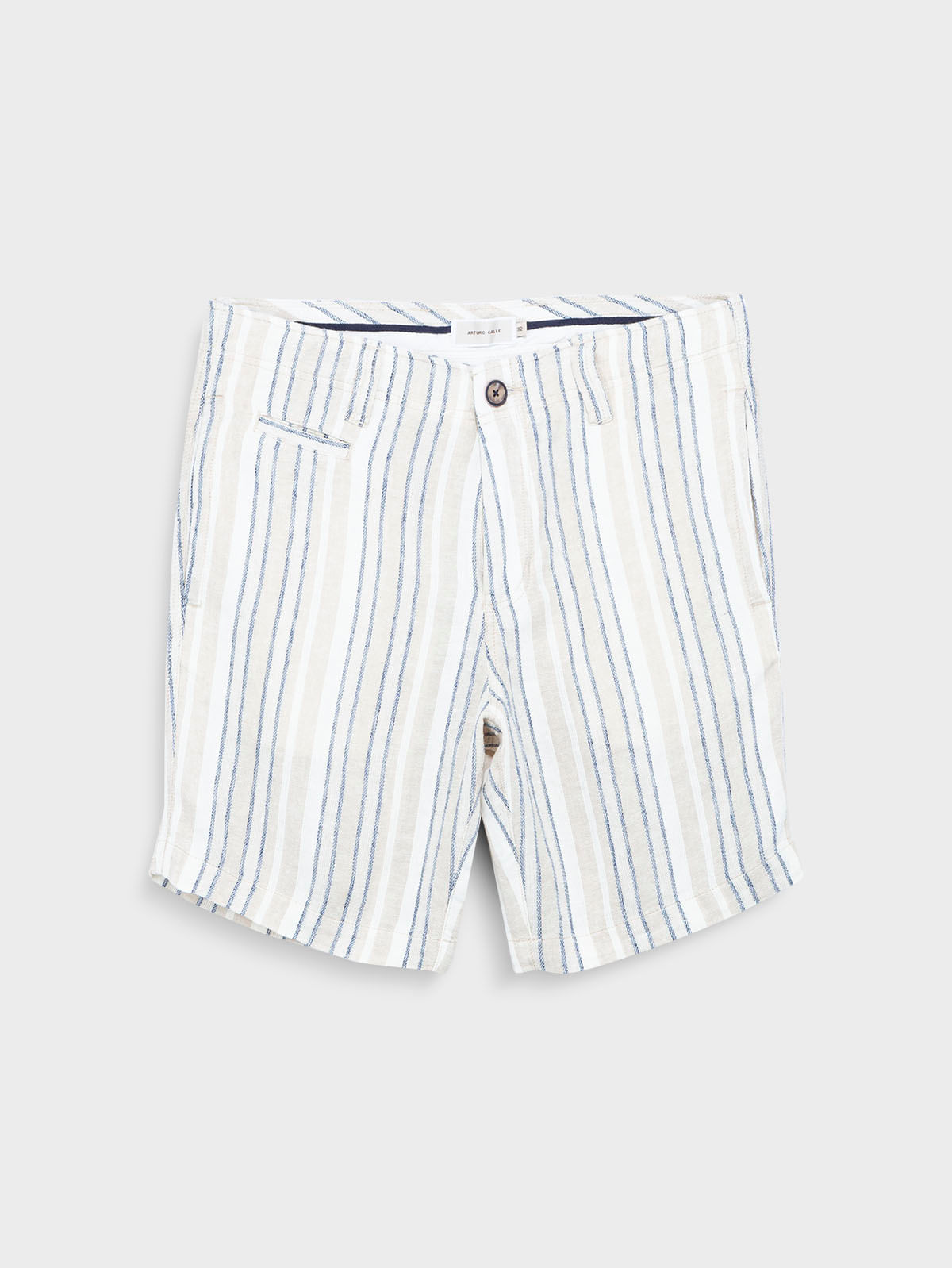 Bermuda De Lino Beige Natural Con Cordon Para Hombre Rafael