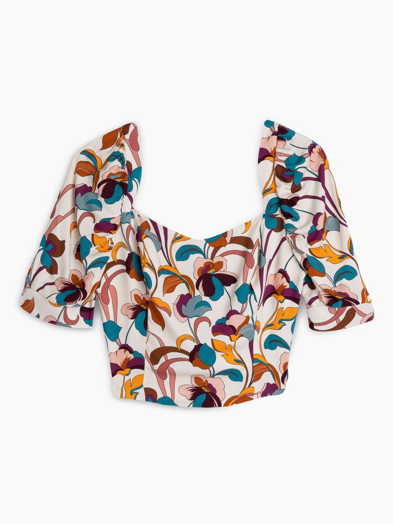 Blusa Estampada Mangas Aglobadas para Mujer 00860