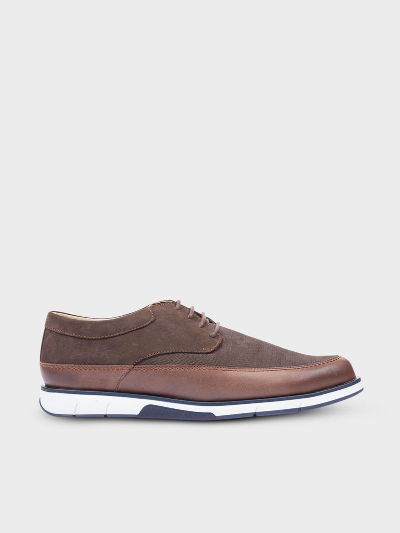 Zapatos Casuales con Pieza Contorno en Contraste en Cuero para Hombre 23981