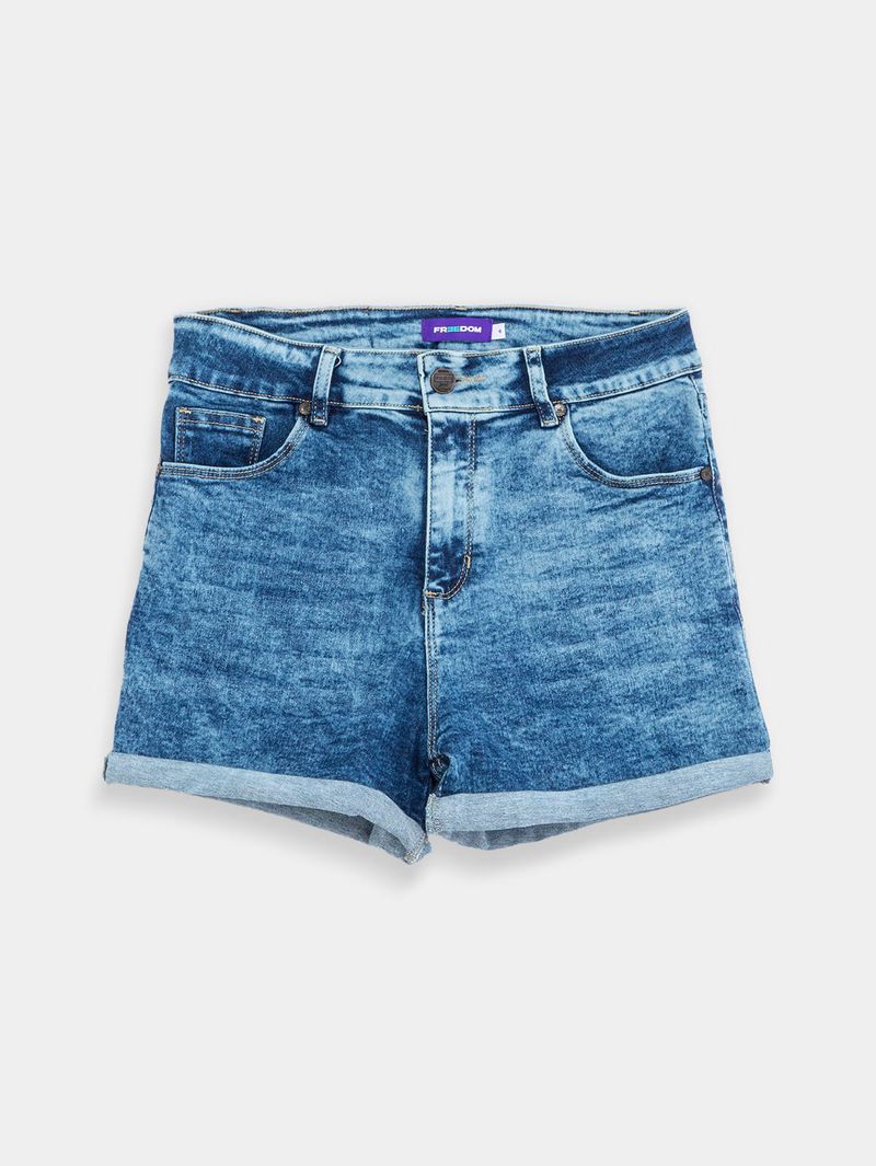 Short en Denim Tiro Alto Deslavado 02823