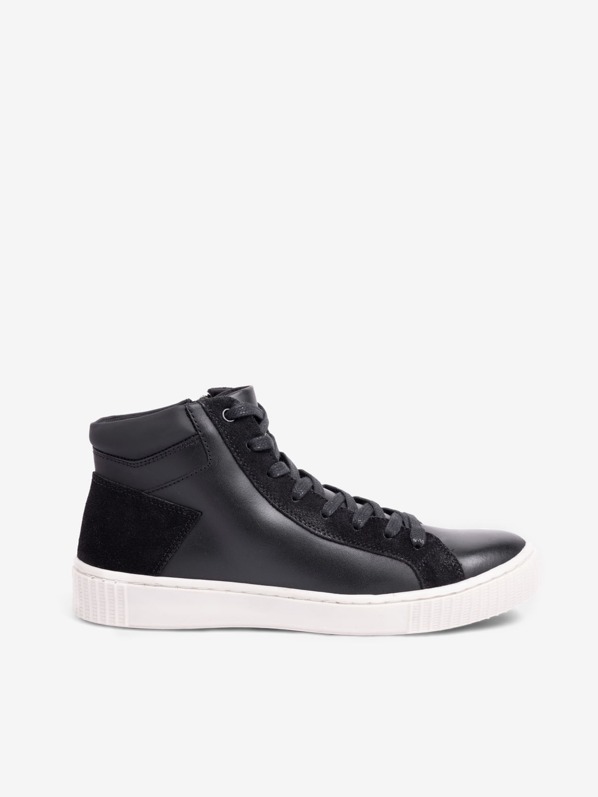 Botas Unicolor en Cuero con Cordones 04032