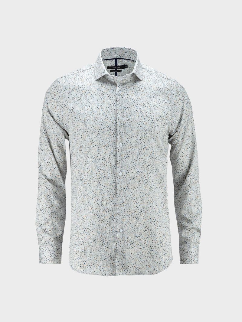 Camisa Business Estampada Manga Larga para Hombre 21689