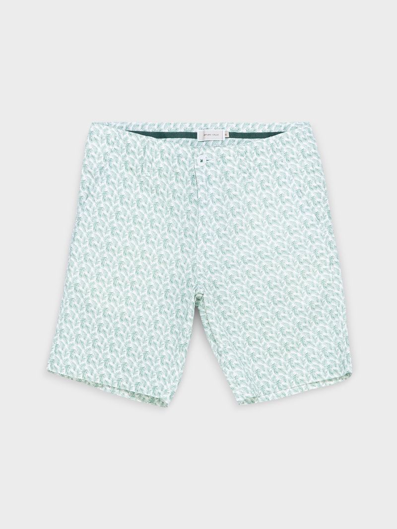Bermuda Lino Estampada Slim Fit para Hombre 32485