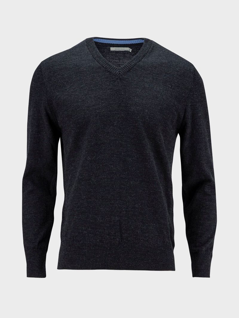 Suéter Cuello V con Fibras de Lana Merino para Hombre 33486