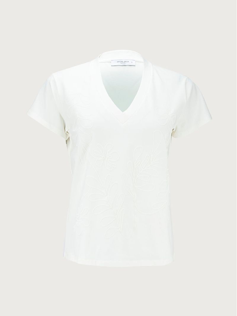 Camiseta Estampada Cuello V para Mujer 35359