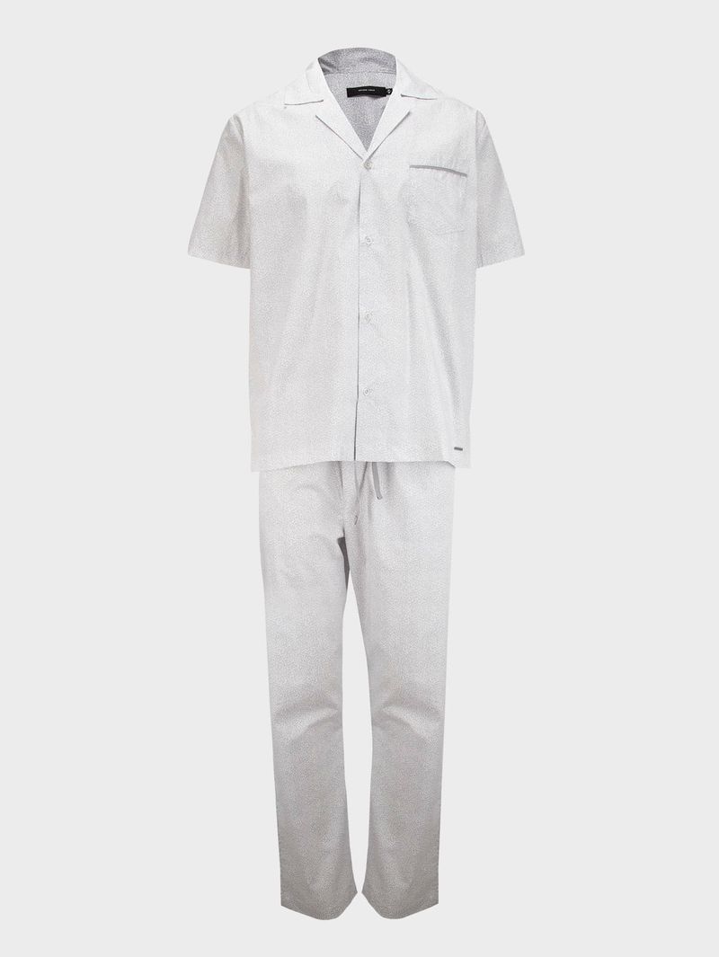 Set de Pijama Tejido Plano Manga Corta Pantalón Largo para Hombre 34778