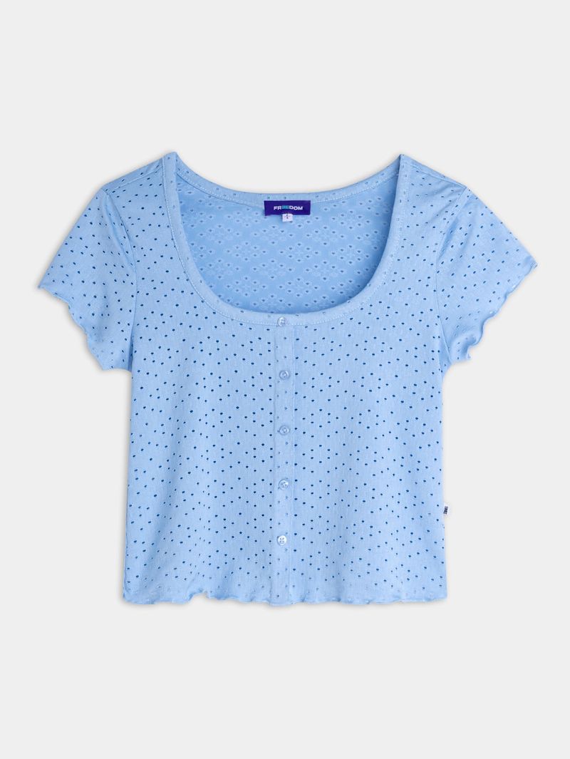 Camiseta Imitación Ojalillo para Mujer 05101