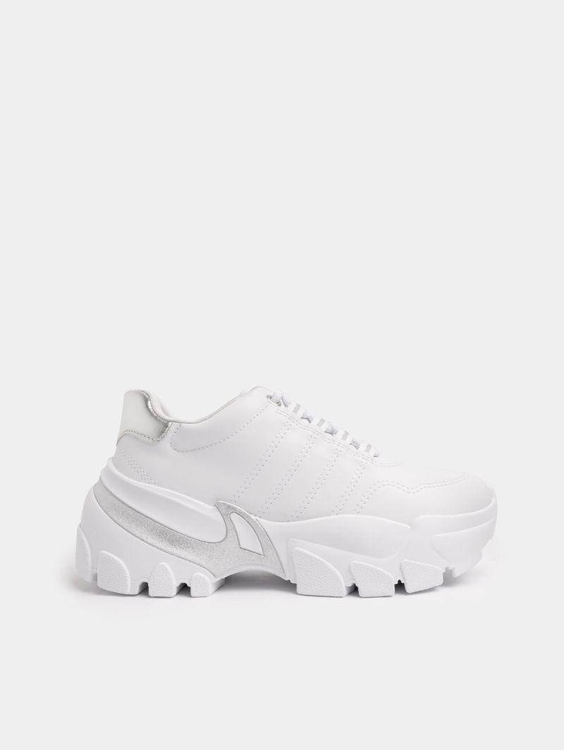 Tenis Unicolor con Detalle Plateado para Mujer 04996