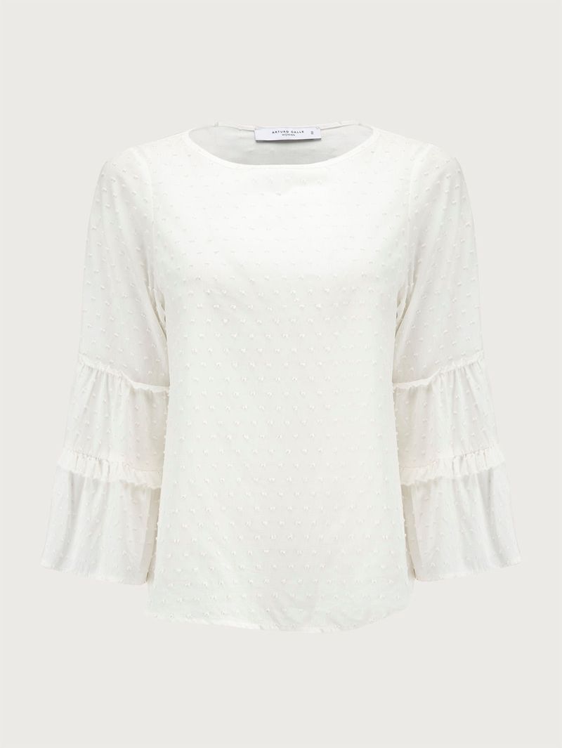 Blusa con Volantes Manga Larga para Mujer 37121