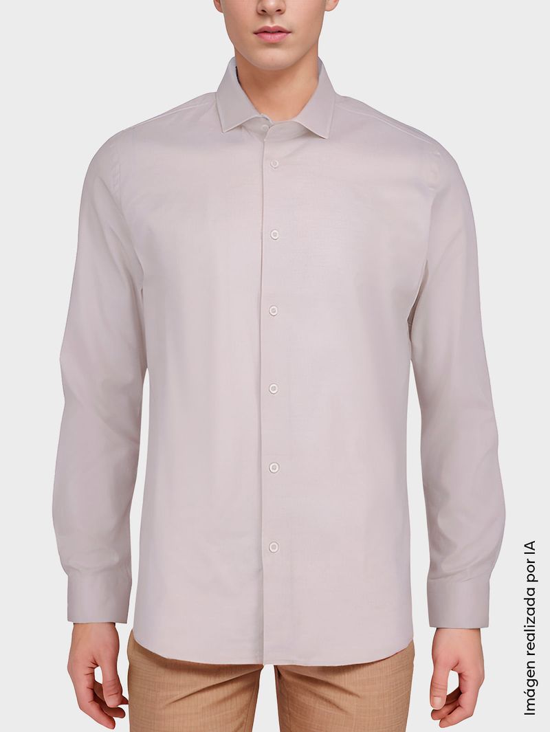 Camisa Business Unicolor Manga Larga para Hombre 30497