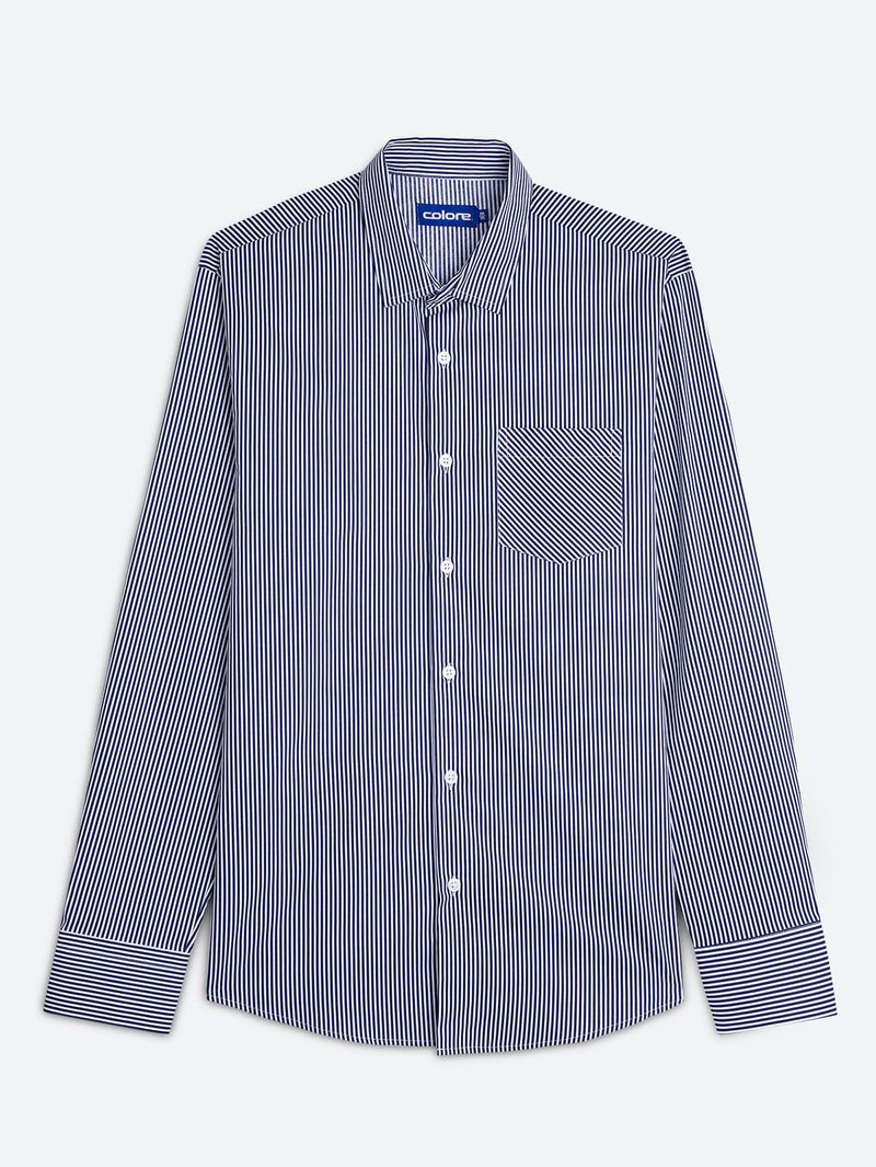 Camisa Casual Rayas Manga Larga para Hombre 12470