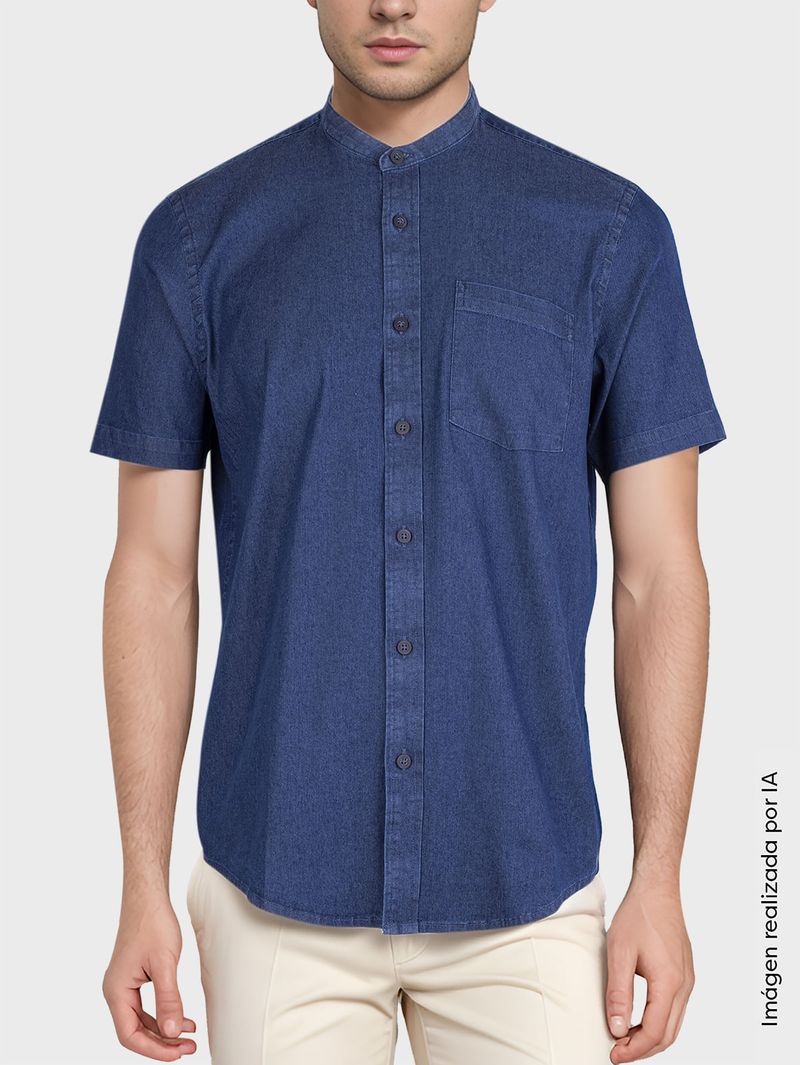 Camisa Denim Manga Corta para Hombre 28448