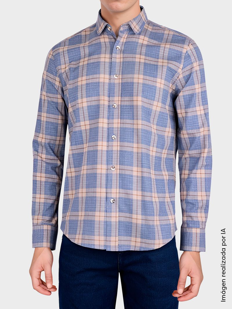 Camisa Cuadros Manga Larga para Hombre 36318