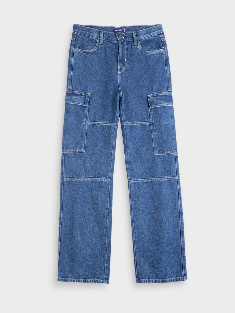 Jean Tipo Cargo Bota Recta para Hombre 05366