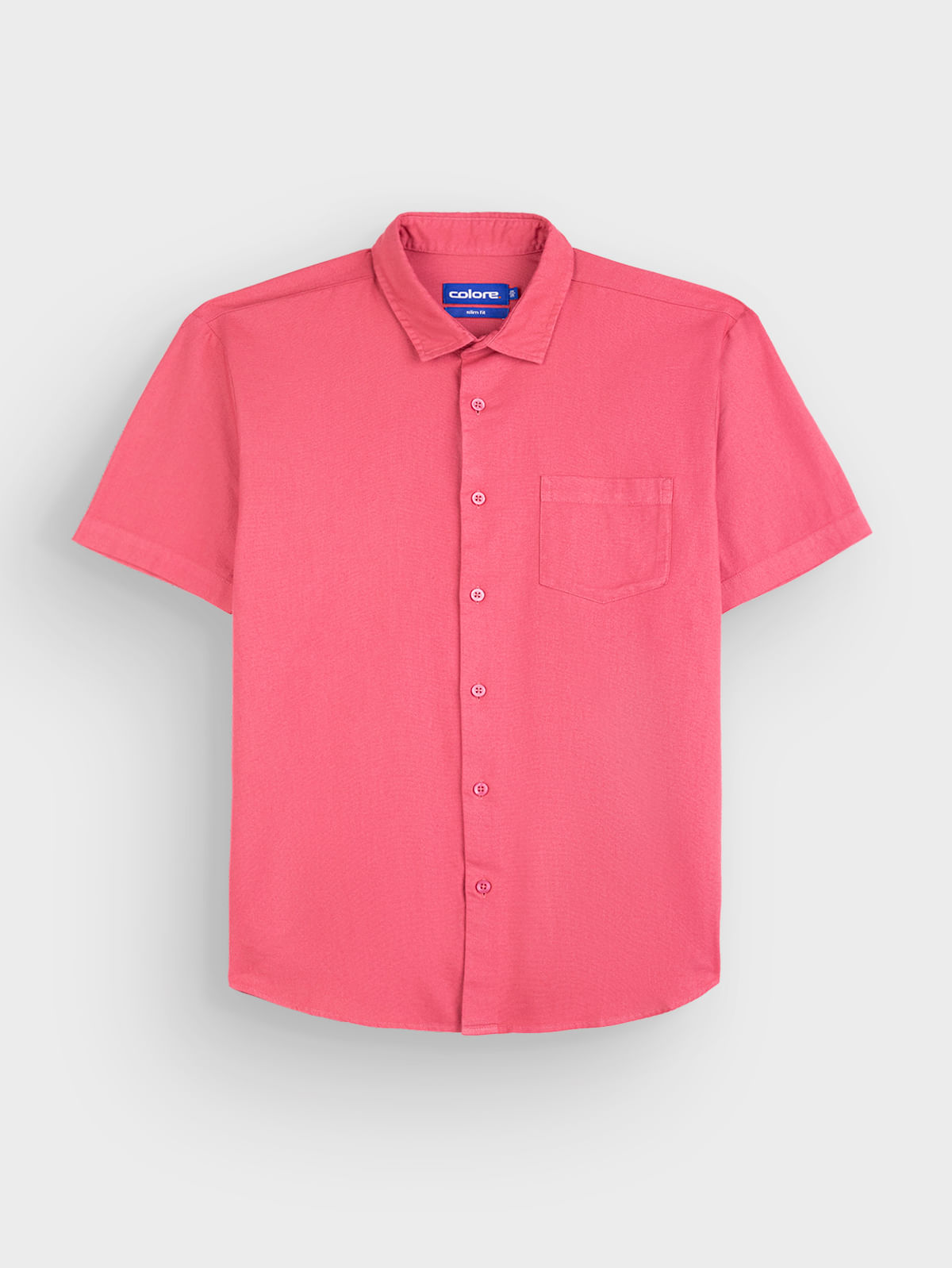 Camisa Casual Unicolor Manga Corta para Hombre 12506