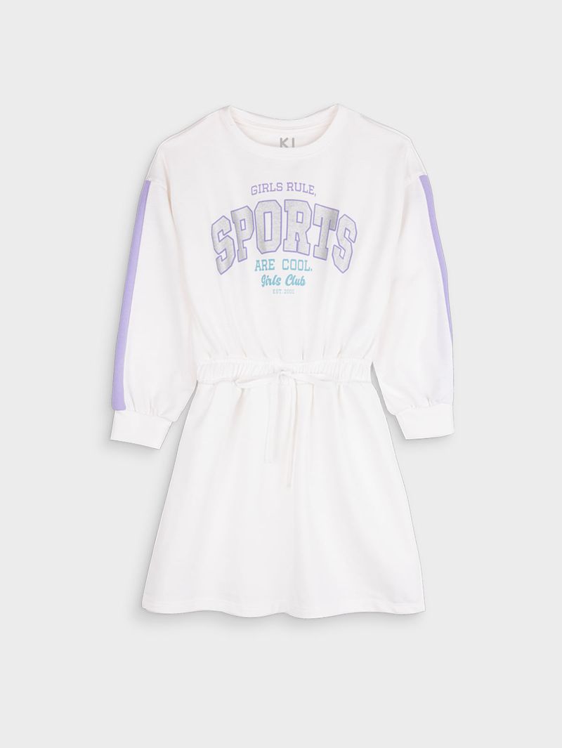 Vestido Unicolor con Estampado para Niña 14570