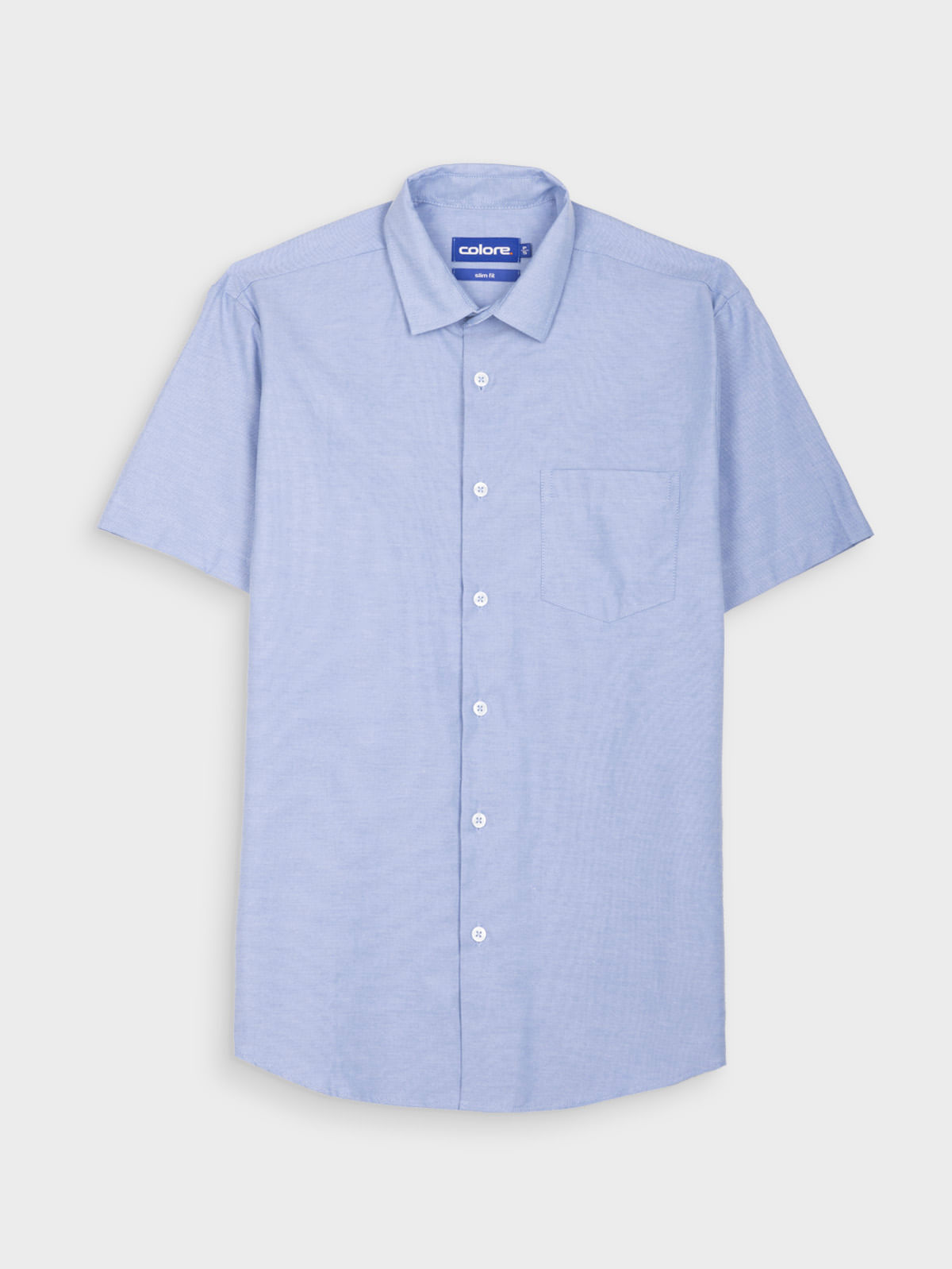 Camisa Casual Unicolor Manga Corta para Hombre 12472