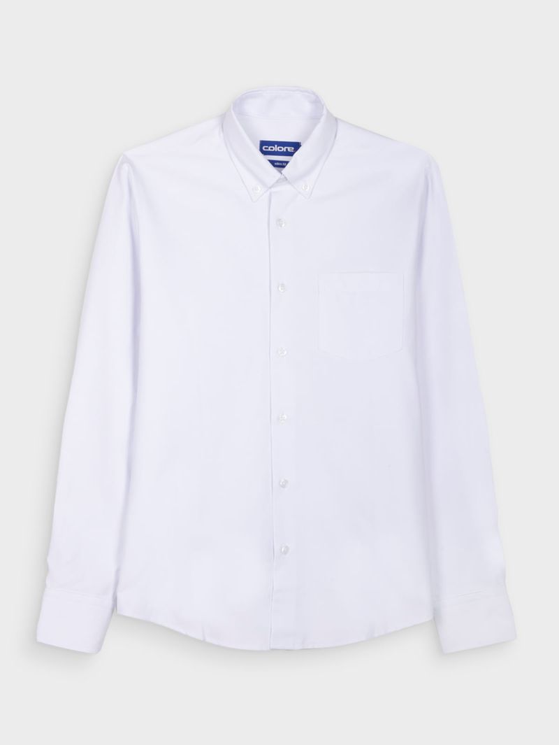 Camisa Casual Unicolor Manga Larga para Hombre 12844
