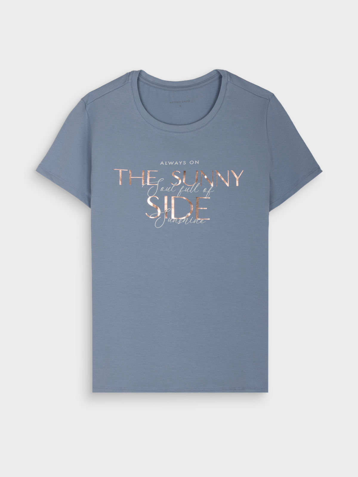 Camiseta Unicolor con Estampado para Mujer 40410