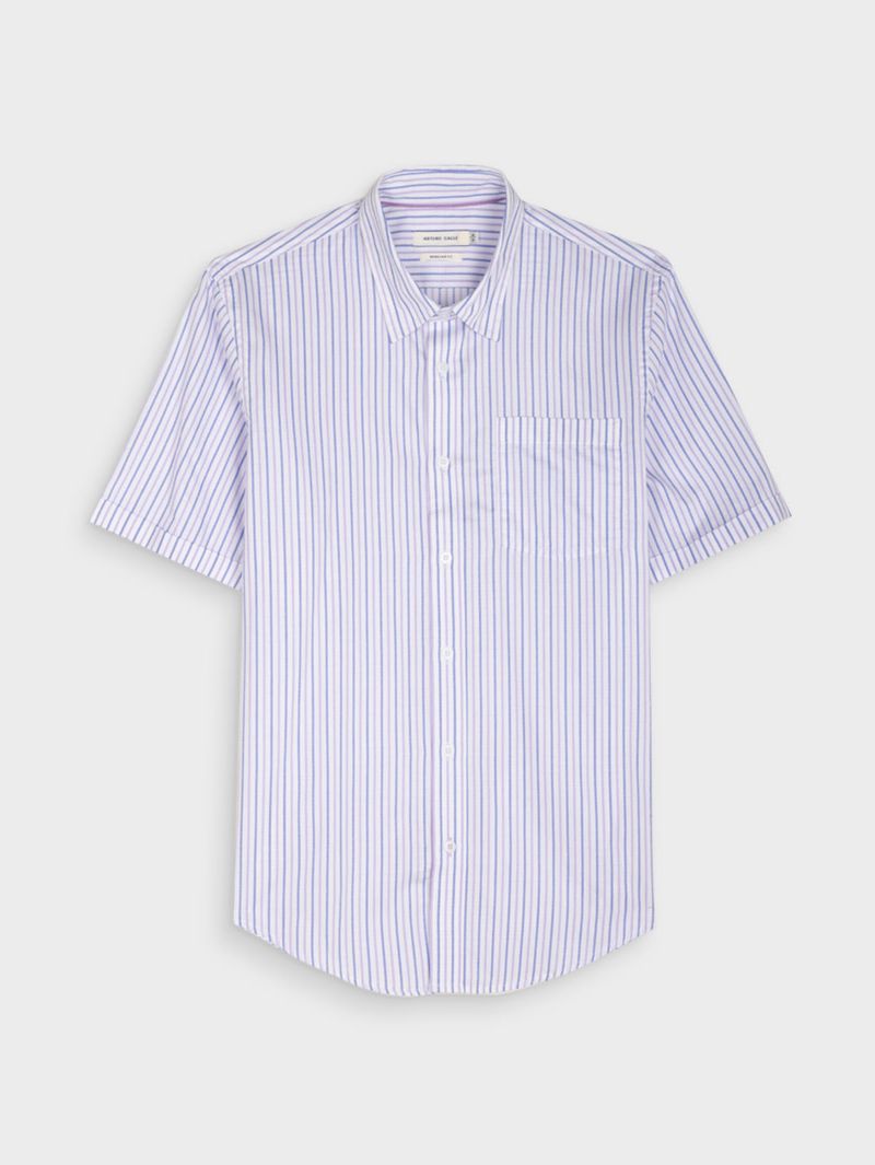 Camisa Rayas Manga Corta para Hombre 37979