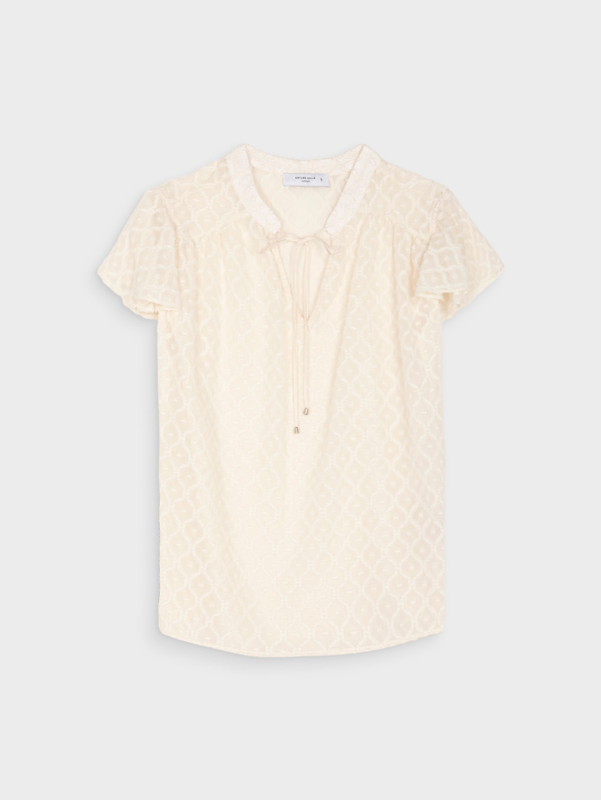 Blusa Cuello V Manga Corta Unicolor para Mujer 41153