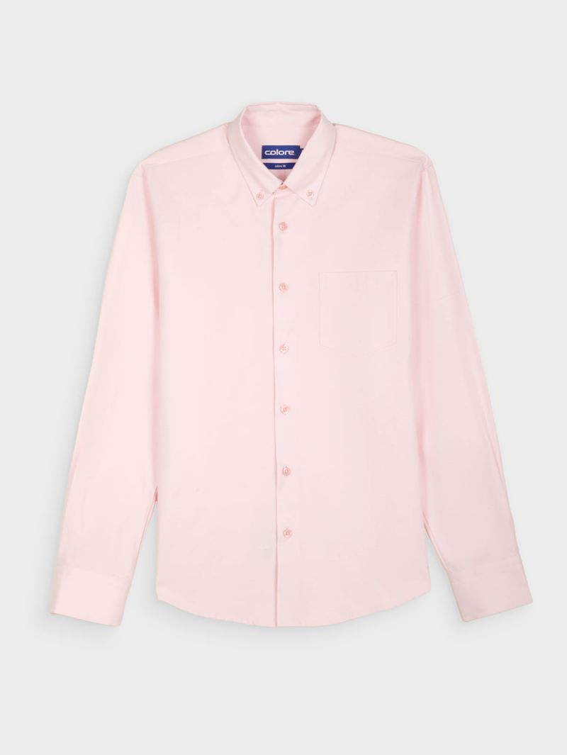 Camisa Casual Unicolor Manga Larga para Hombre 13142