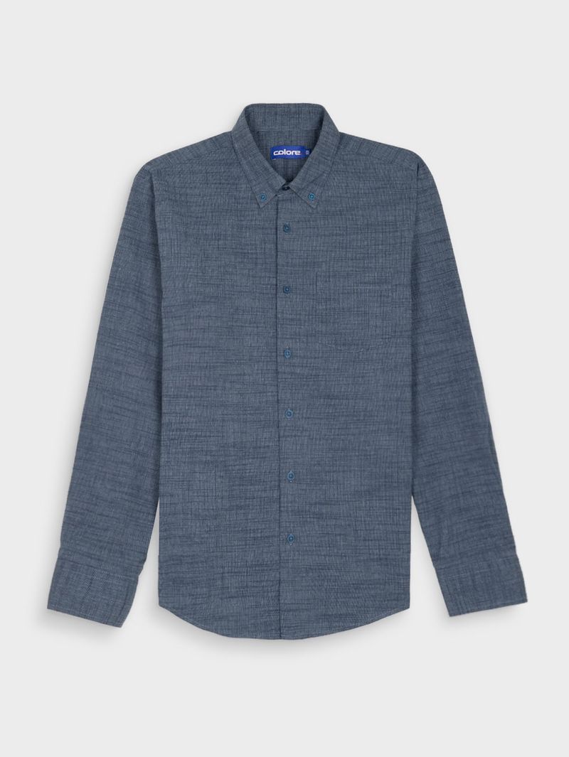 Camisa Casual de Textura Manga Larga para Hombre 13626