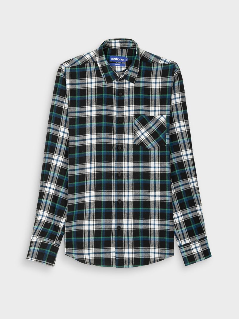 Camisa Casual de Cuadros Manga Larga para Hombre 13021