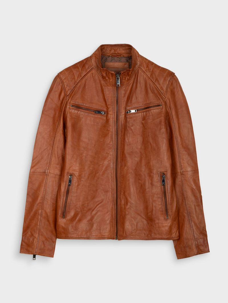 Chaqueta De Cuero Zara Pocket Hombre Rojas Oscuro Con Chaqueta De