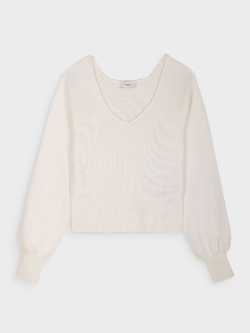 Suéter con Escote en V Unicolor para Mujer 36229