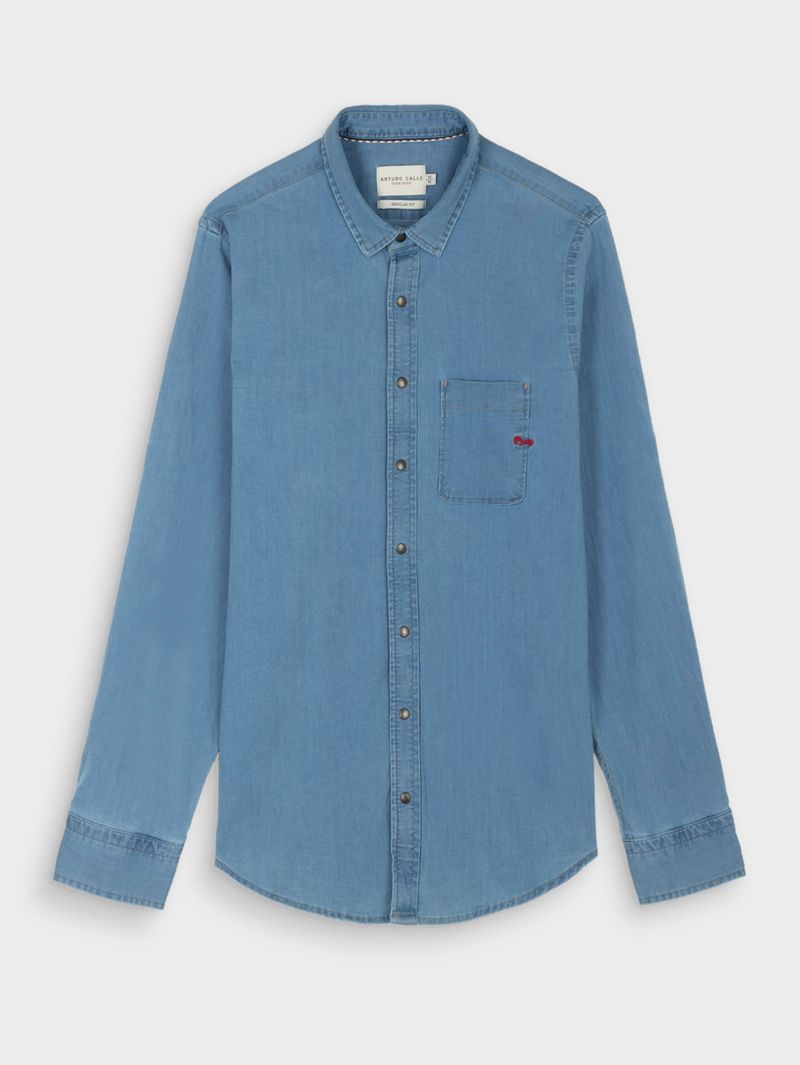 Camisa Denim Manga Larga para Hombre 25184