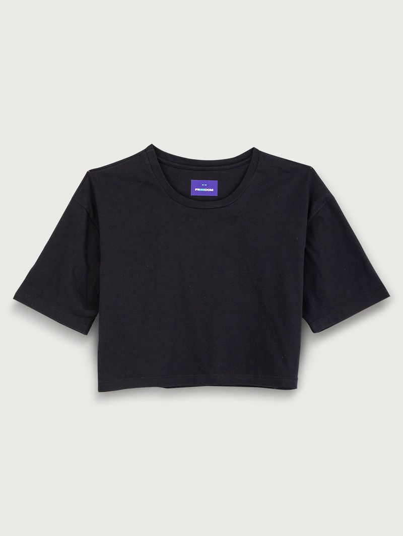 Camiseta Crop Unicolor para Mujer 01488