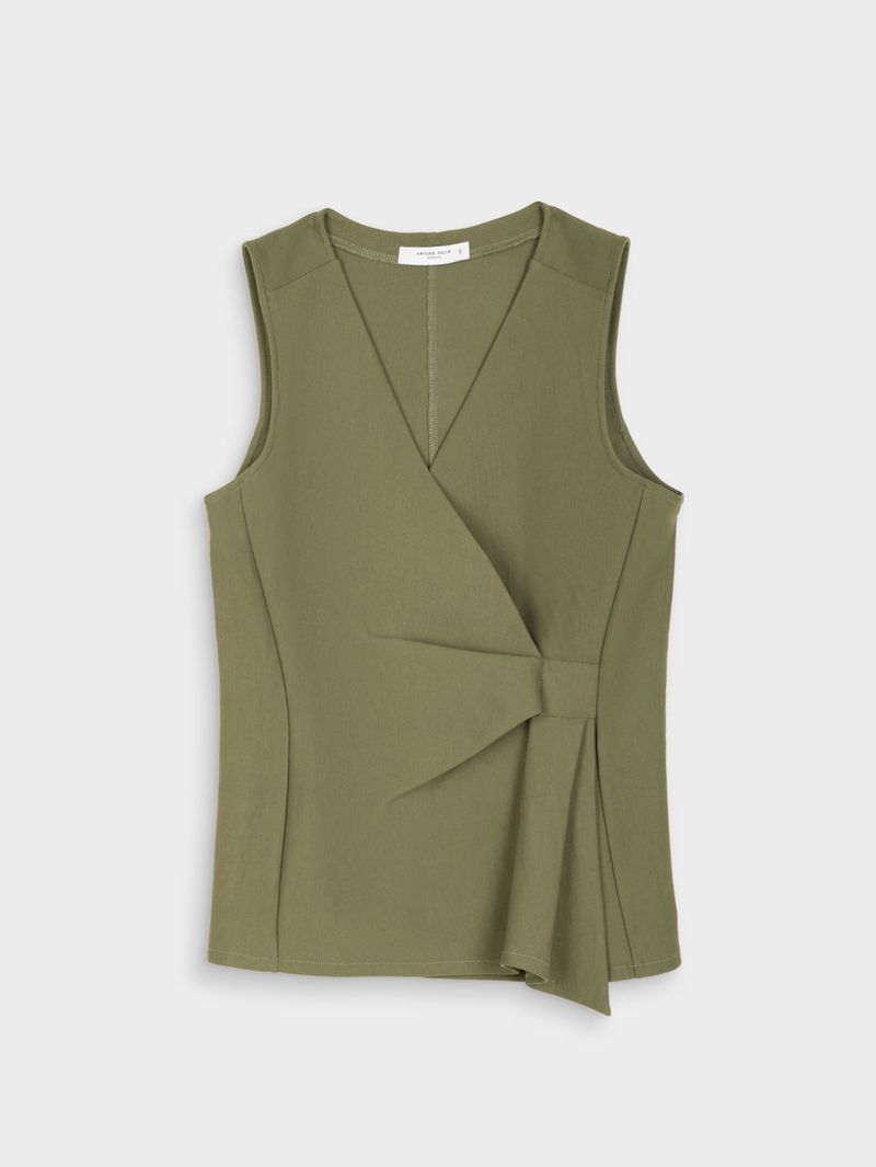 Camiseta Escote en V Cruzado para Mujer 45230