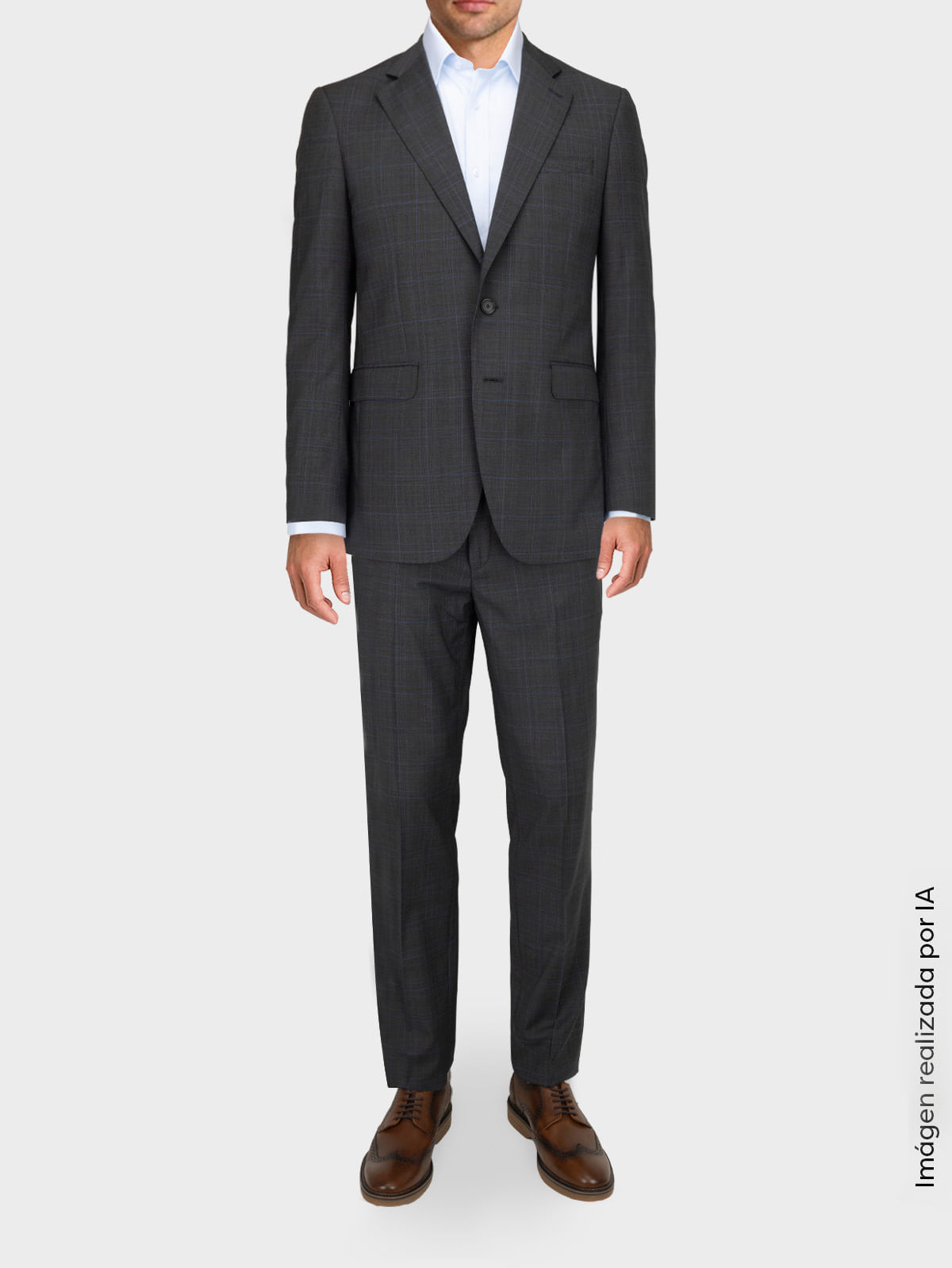 Traje en Lana para Hombre Semi Slim Fit Corte Ajustado al Torso y Hombros Entallados