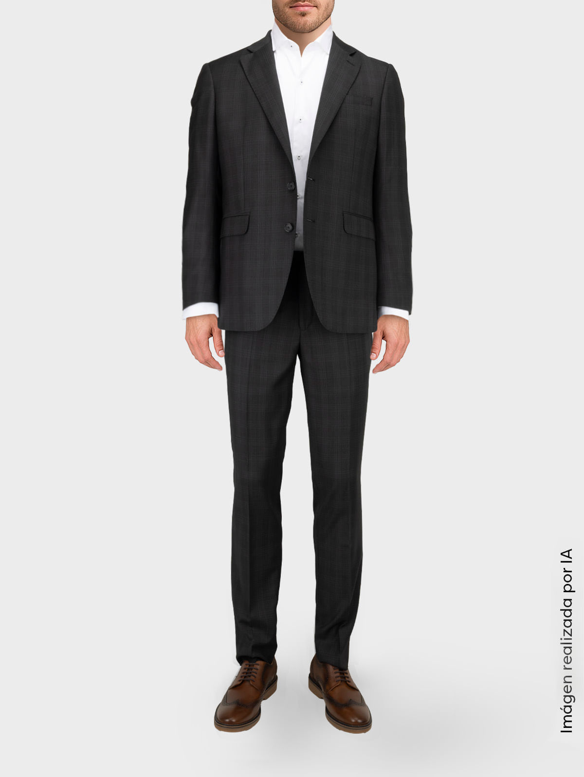 Traje en Lana para Hombre Semi Slim Fit Corte Ajustado al Torso y Hombros Entallados