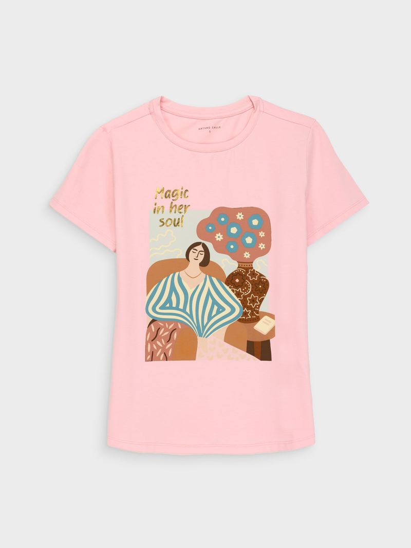 Camiseta Estampada para Mujer en Algodón
