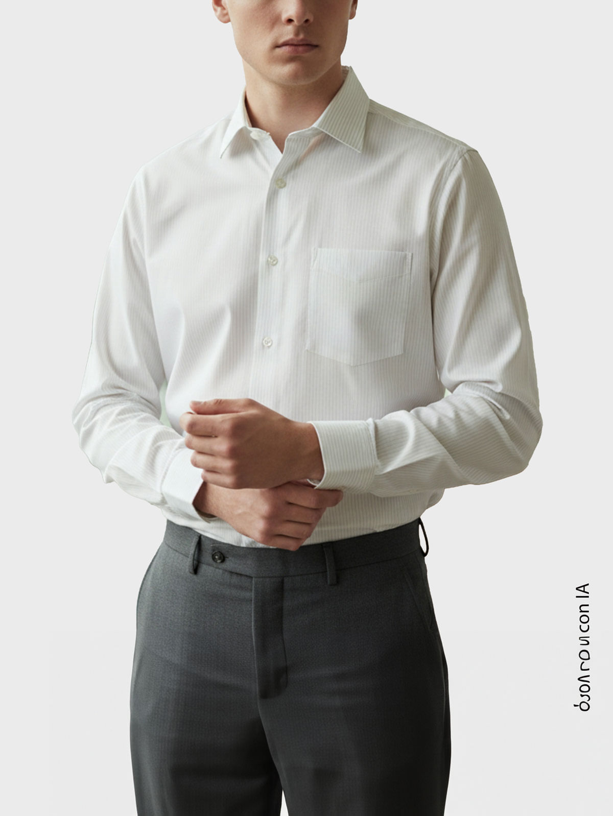 Camisa Formal para Hombre Semi Slim Fit Mezcla Algodón Lyocell Cataluña
