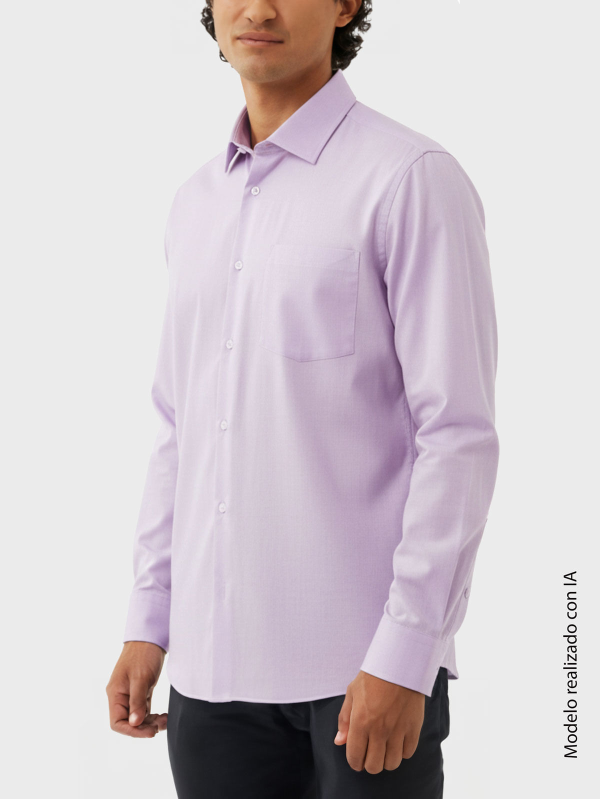 Camisa Formal para Hombre Semi Slim Fit Textura Algodón Cuello Santos Ingles