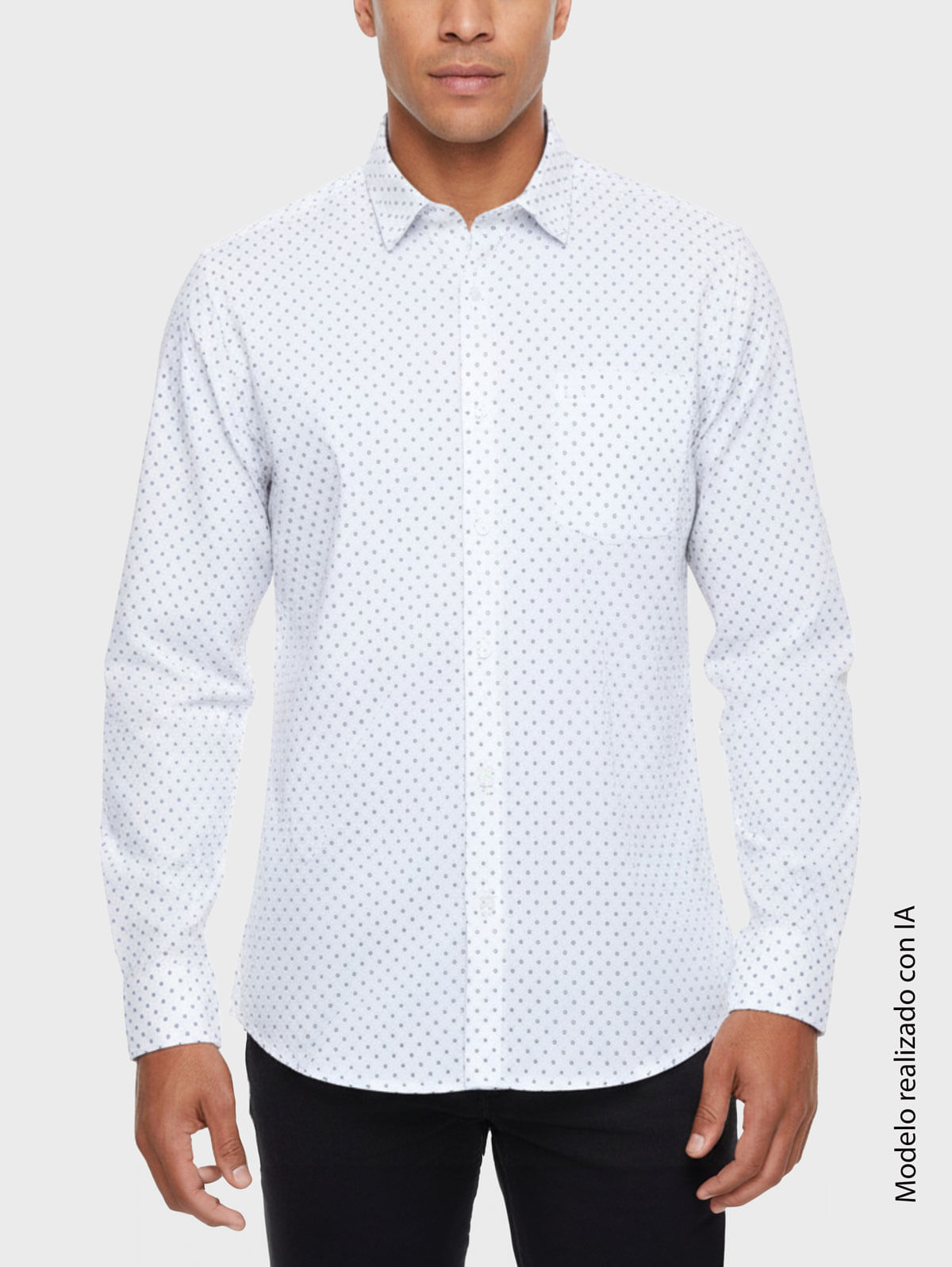 Camisa Estampada Manga Larga para Hombre 13114