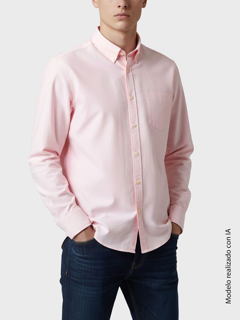 Camisa Casual Unicolor Manga Larga para Hombre 13142