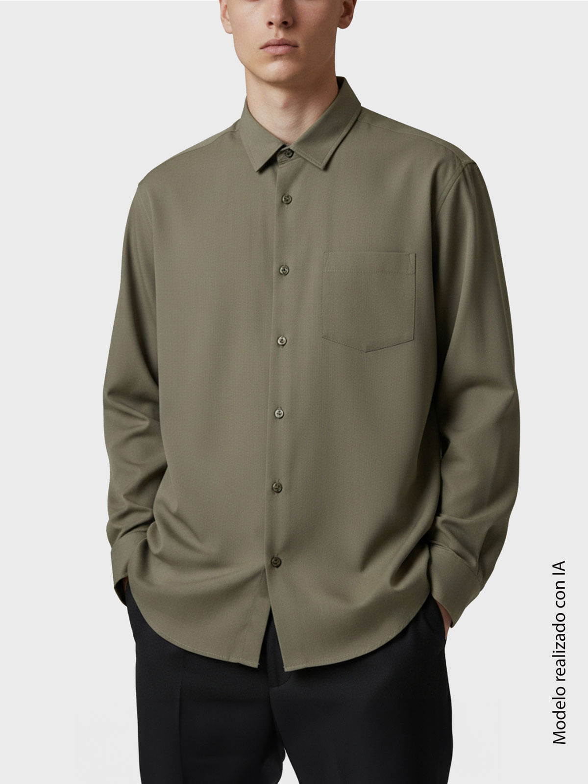 Camisa Casual Unicolor Manga Larga para Hombre 13238