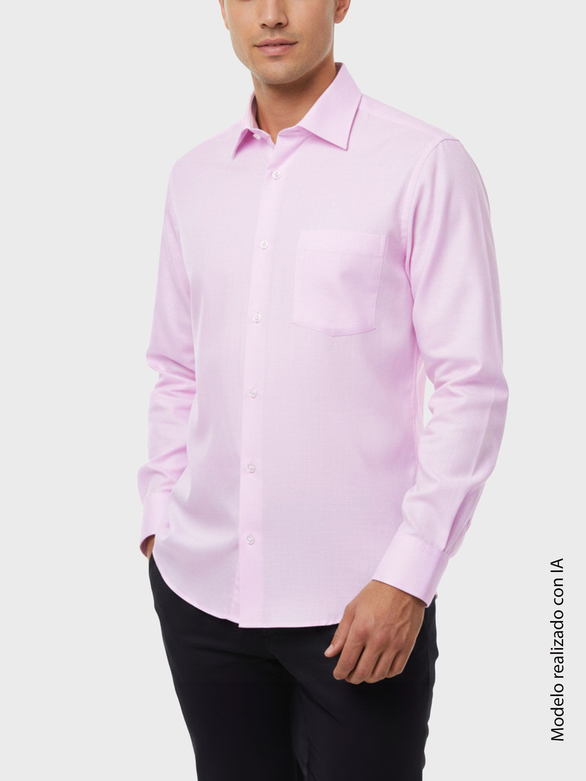 Camisa Formal para Hombre Semi Slim Fit Tafetán Cuello Cataluña Mancorna