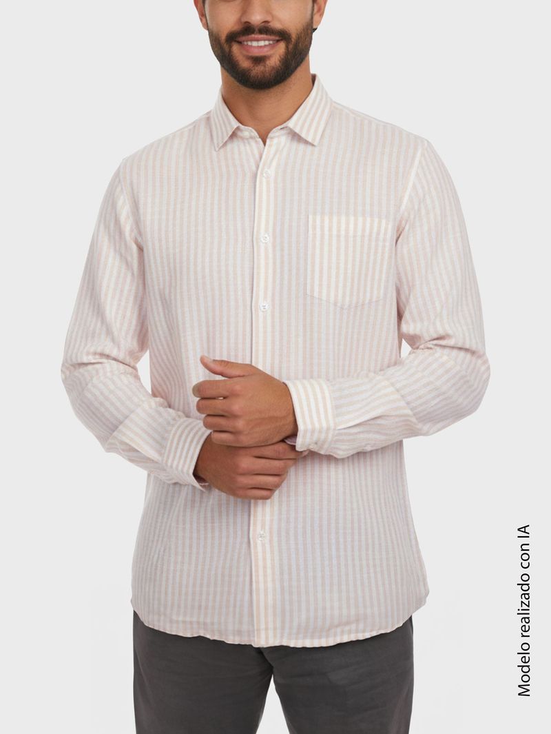 Camisa Casual de Rayas Manga Larga para Hombre 13102