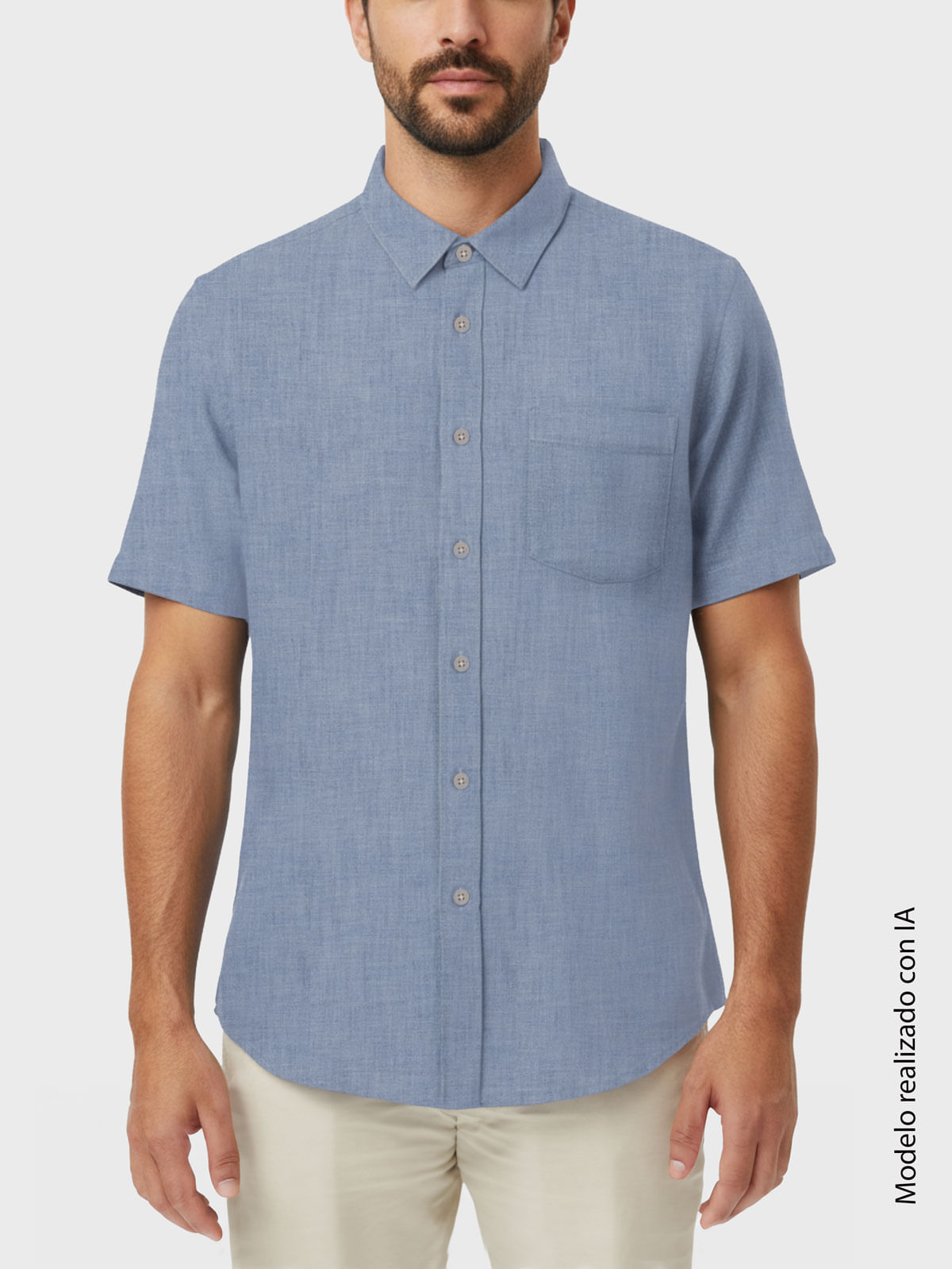Camisa Casual para Hombre de Mezclilla Tradicional Regular Fit