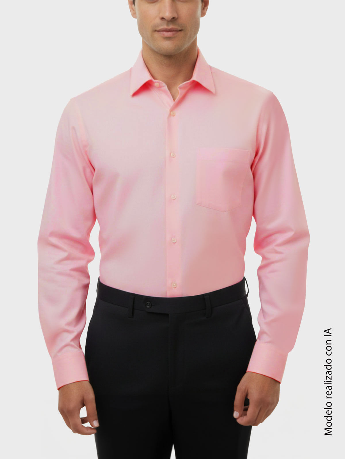 Camisa Formal para Hombre Semi Slim Fit Mezcla Poliéster Algodón Angeles
